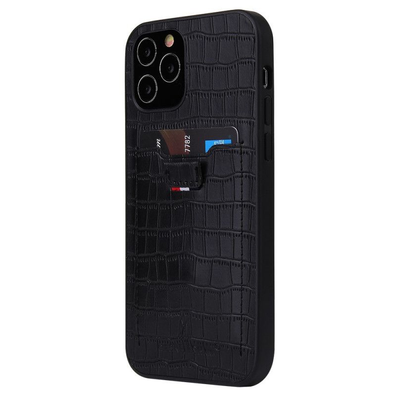 Case Kuoret iPhone 12 / 12 Pro Harmaa Musta Puhelinkuoret Krokotiilin Ihon Tyyppinen Korttikotelo