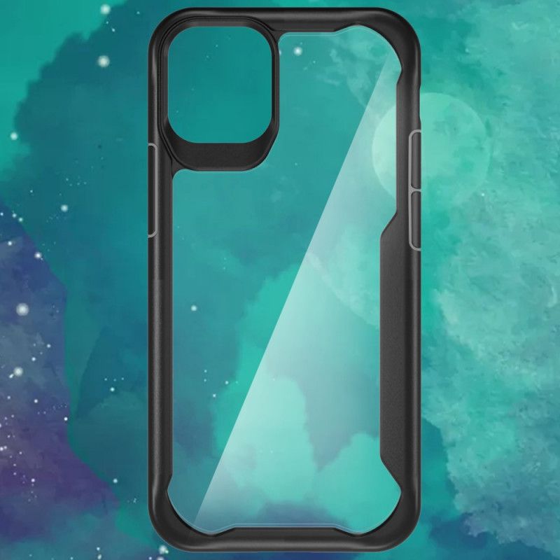 Case Kuoret iPhone 12 / 12 Pro Punainen Musta Puhelinkuoret Läpinäkyvä Hybridi Silikonireunoilla