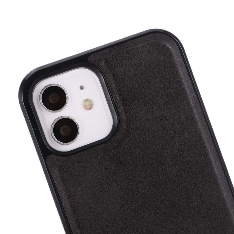 Case Kuoret iPhone 12 / 12 Pro Punainen Musta Puhelinkuoret Nahkainen Silikoni