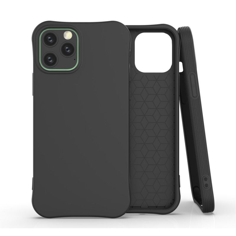 Case Kuoret iPhone 12 / 12 Pro Punainen Musta Puhelinkuoret Taipuisa Matto Silikoni