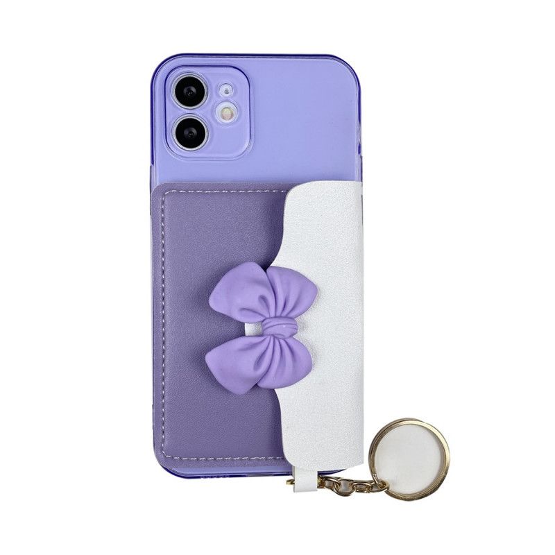 Kuori iPhone 12 / 12 Pro Violetti Keltainen Avaimenperäkorttikotelo