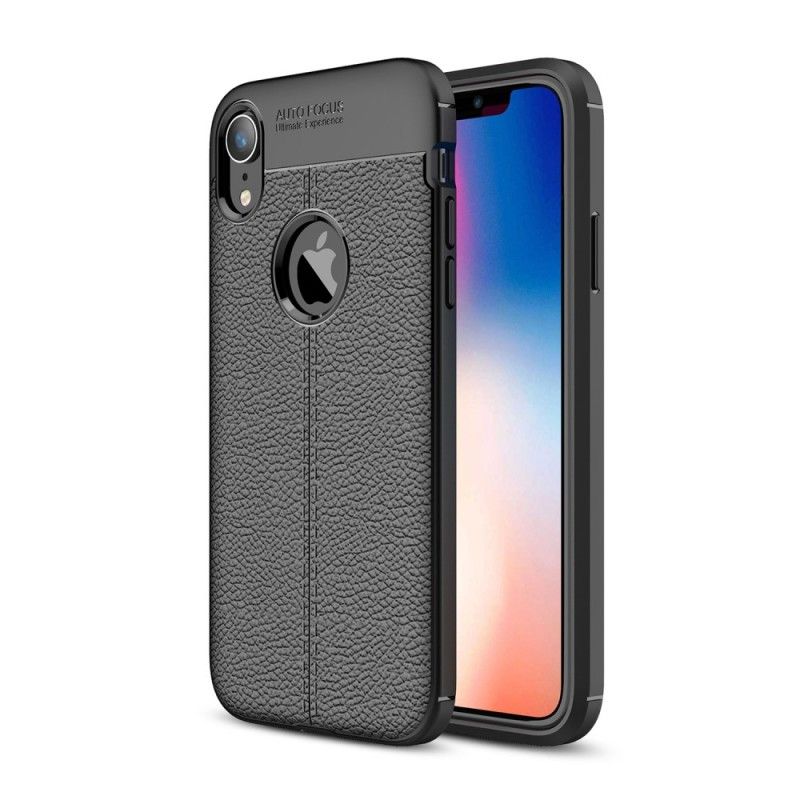 Case Kuoret iPhone XR Harmaa Musta Puhelinkuoret Kaksilinjainen Litsi Nahkaa