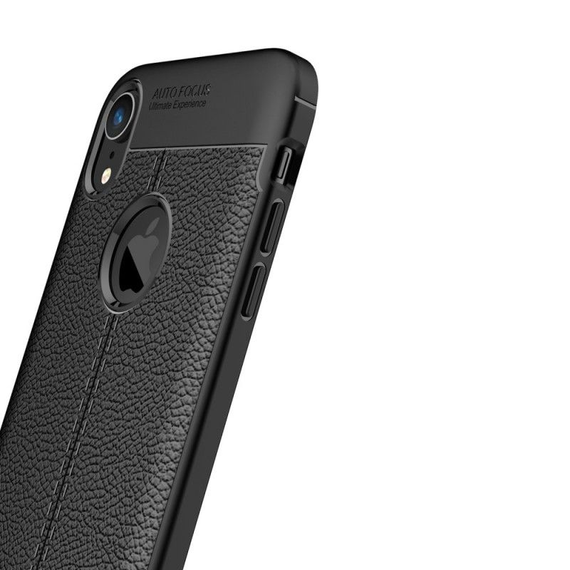 Case Kuoret iPhone XR Harmaa Musta Puhelinkuoret Kaksilinjainen Litsi Nahkaa