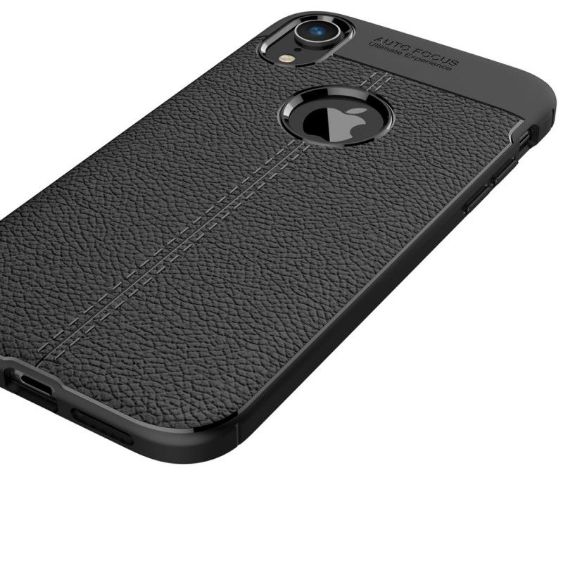 Case Kuoret iPhone XR Harmaa Musta Puhelinkuoret Kaksilinjainen Litsi Nahkaa