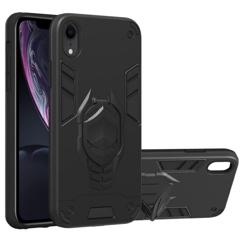 Case Kuoret iPhone XR Punainen Musta Puhelinkuoret Irrotettava Panssari Renkaanpidikkeellä