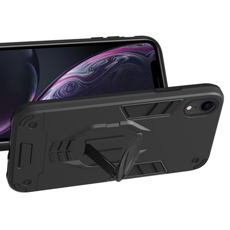 Case Kuoret iPhone XR Punainen Musta Puhelinkuoret Irrotettava Panssari Renkaanpidikkeellä