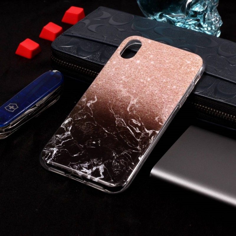 Case Kuoret iPhone XR Valkoinen Musta Puhelinkuoret Marmoroitu Vaikutus