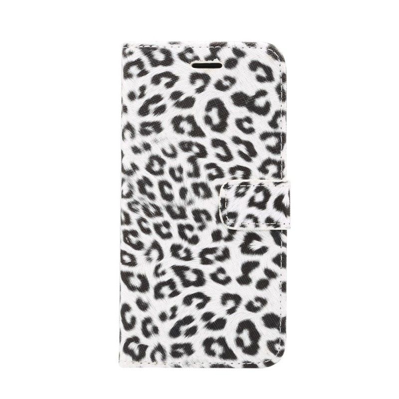 Flip Case iPhone XR Beige Valkoinen Leopardi