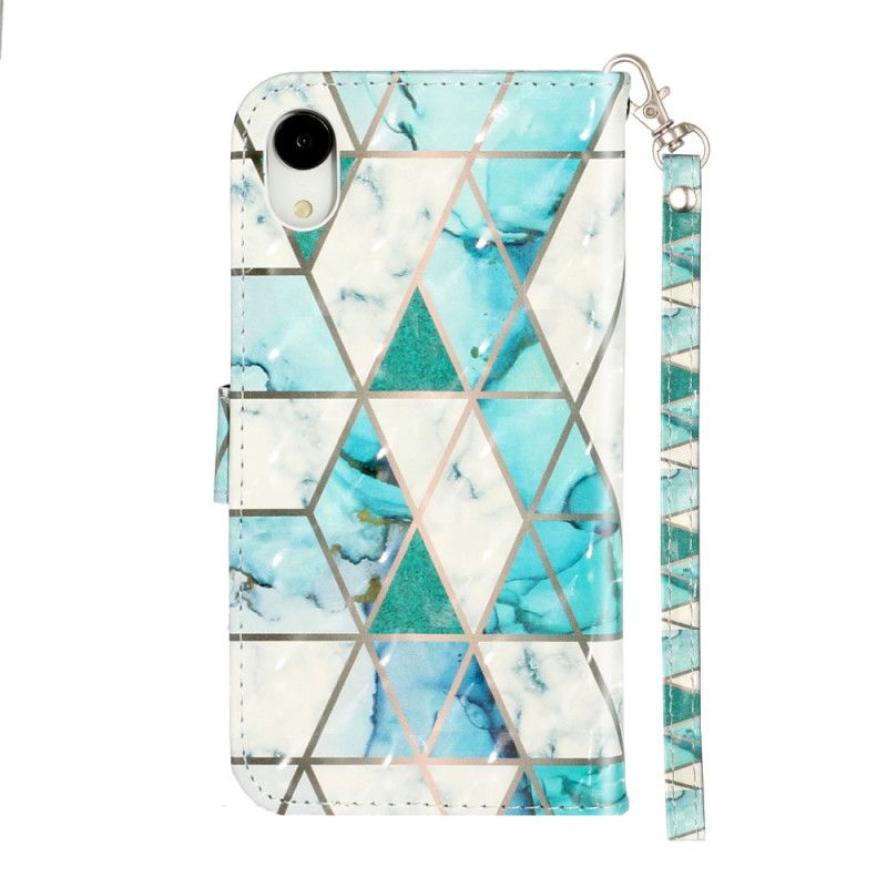 Flip Case iPhone XR Marmoriset Valopisteet Nauhoilla