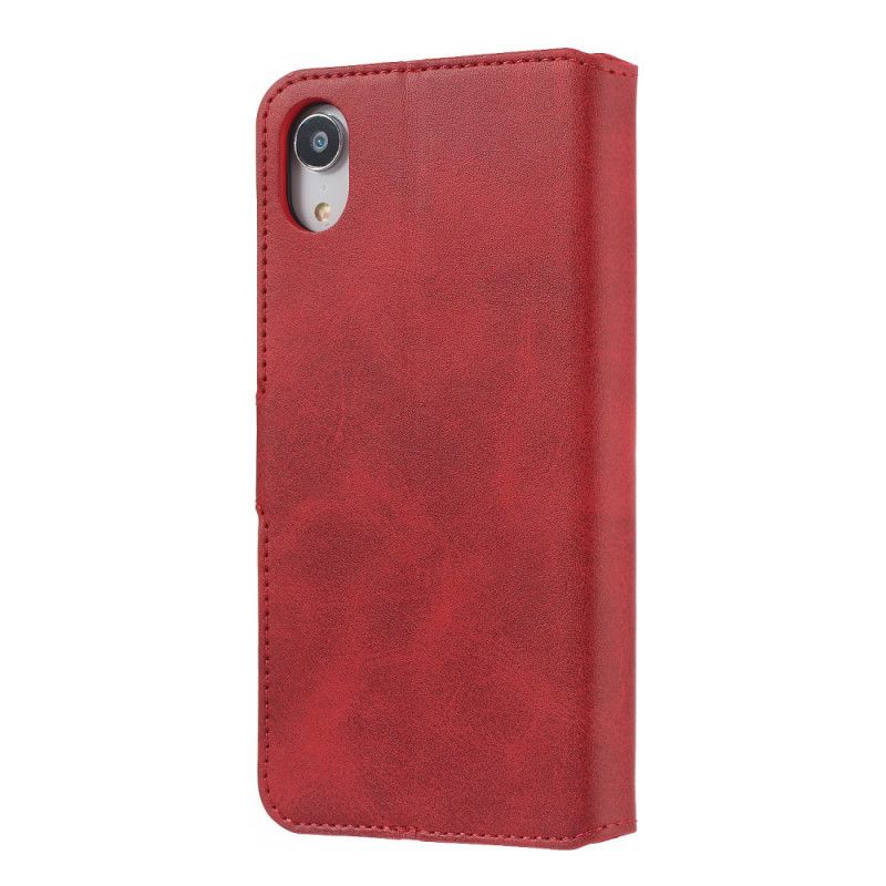 Flip Case iPhone XR Punainen Musta Matta Nahkaa