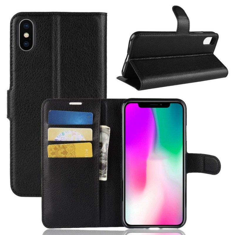 Flip Case iPhone XR Valkoinen Musta Klassikko