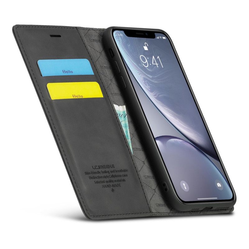 Flip Kotelot iPhone XR Punainen Musta Puhelinkuoret Lc.Imeeke-Nahkaefekti