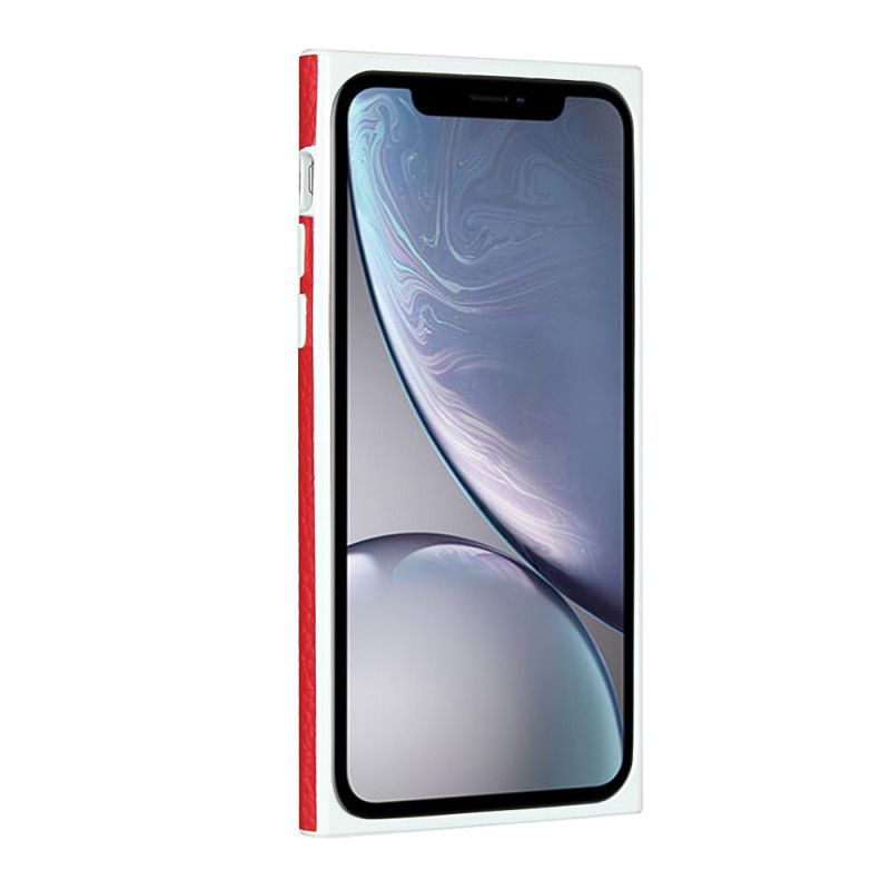 Kuori iPhone XR Harmaa Musta Aitoa Litsi Nahkaa Korttikotelo Kaulanauhalla Suojakuori