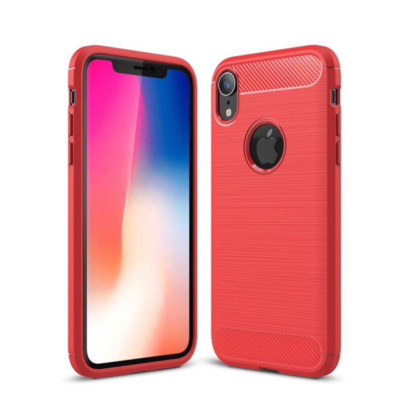 Kuori iPhone XR Harmaa Musta Harjattu Hiilikuitu Suojakuori