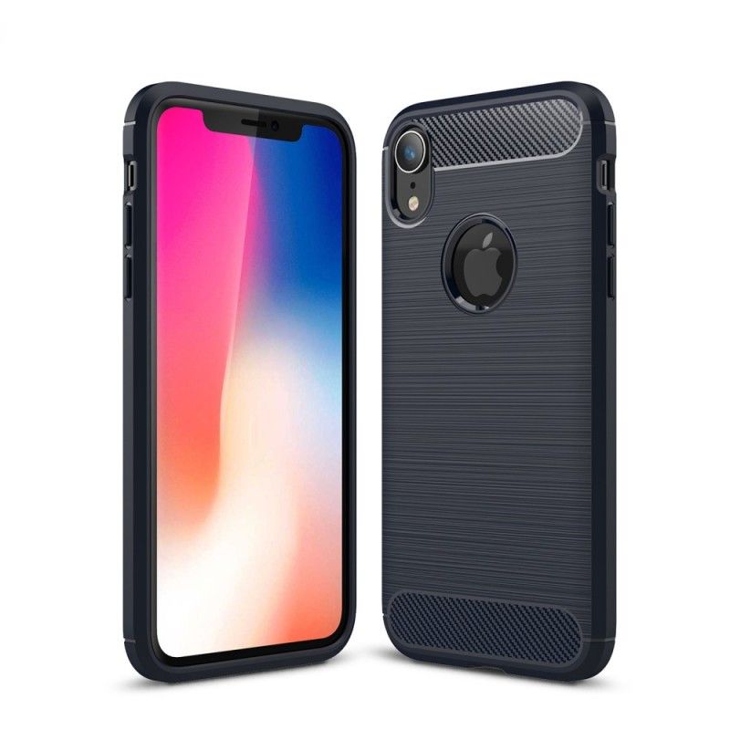 Kuori iPhone XR Harmaa Musta Harjattu Hiilikuitu Suojakuori