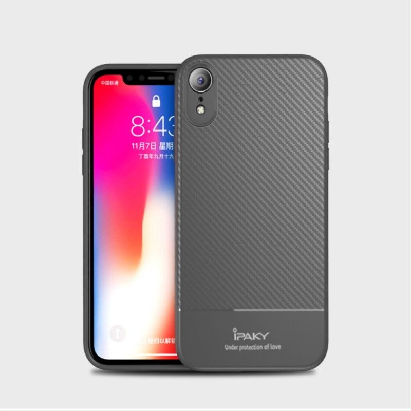 Kuori iPhone XR Harmaa Musta Ipaky Hiilikuitu