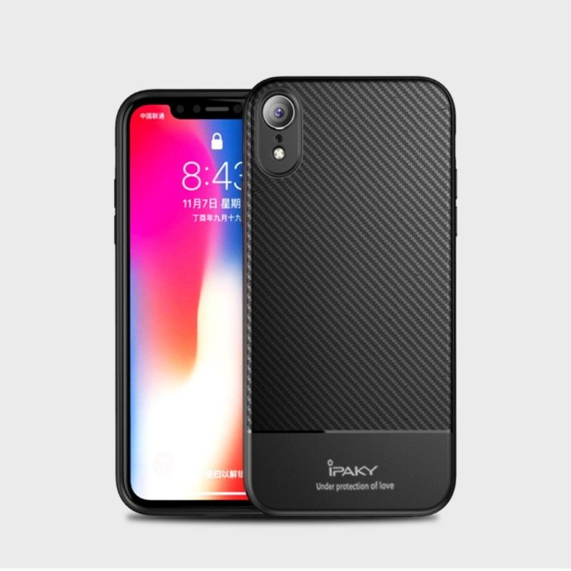 Kuori iPhone XR Harmaa Musta Ipaky Hiilikuitu