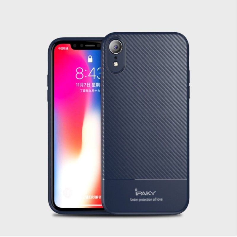 Kuori iPhone XR Harmaa Musta Ipaky Hiilikuitu