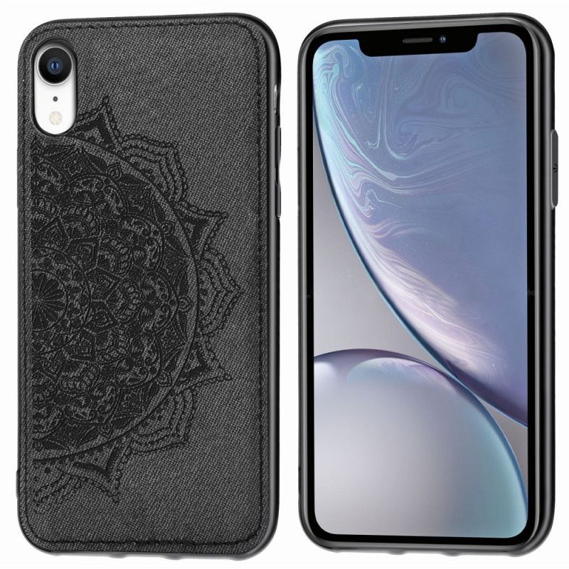 Kuori iPhone XR Punainen Harmaa Kangas Ja Mandala