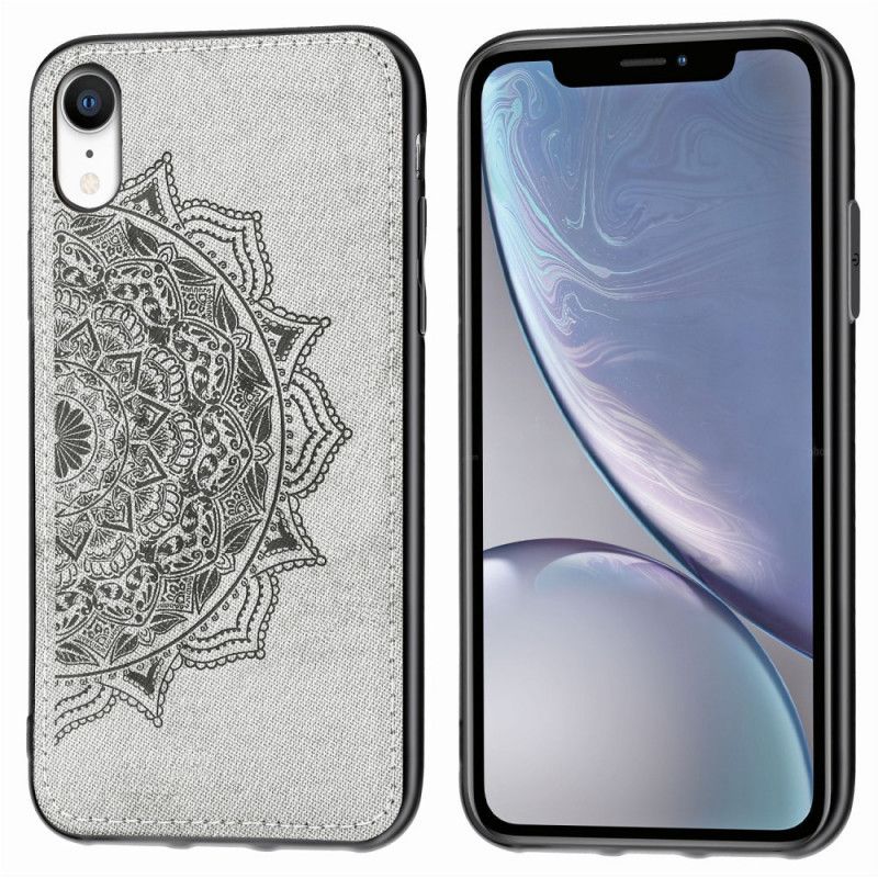 Kuori iPhone XR Punainen Harmaa Kangas Ja Mandala