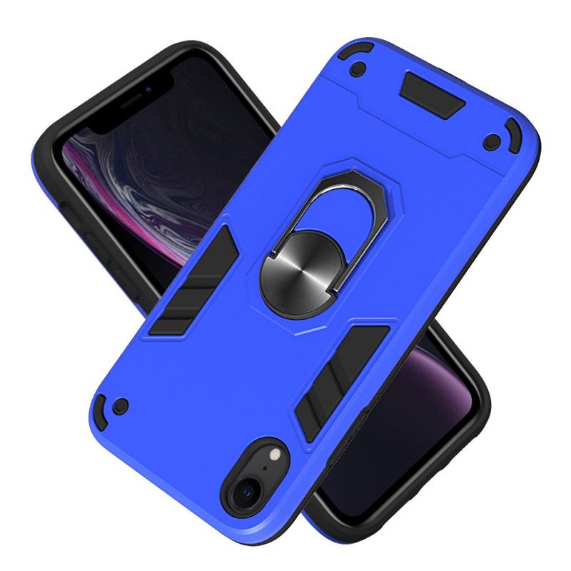 Kuori iPhone XR Punainen Musta Irrotettava Metallirengaspidike