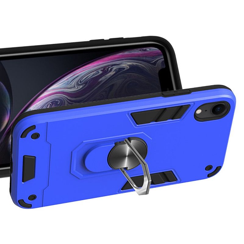 Kuori iPhone XR Punainen Musta Irrotettava Metallirengaspidike