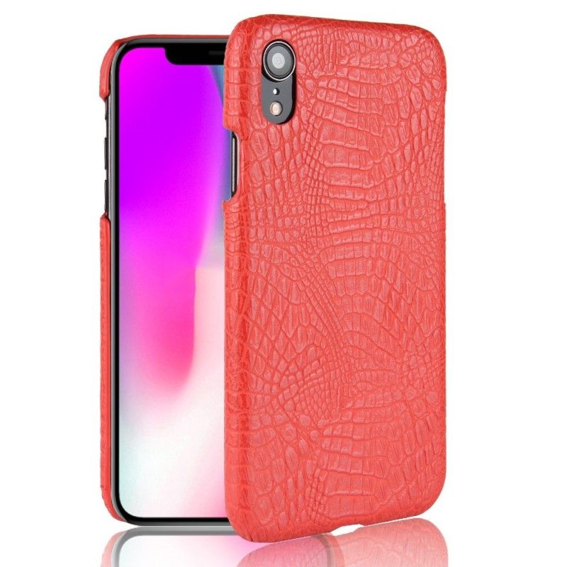 Kuori iPhone XR Punainen Musta Krokotiilin Ihovaikutus