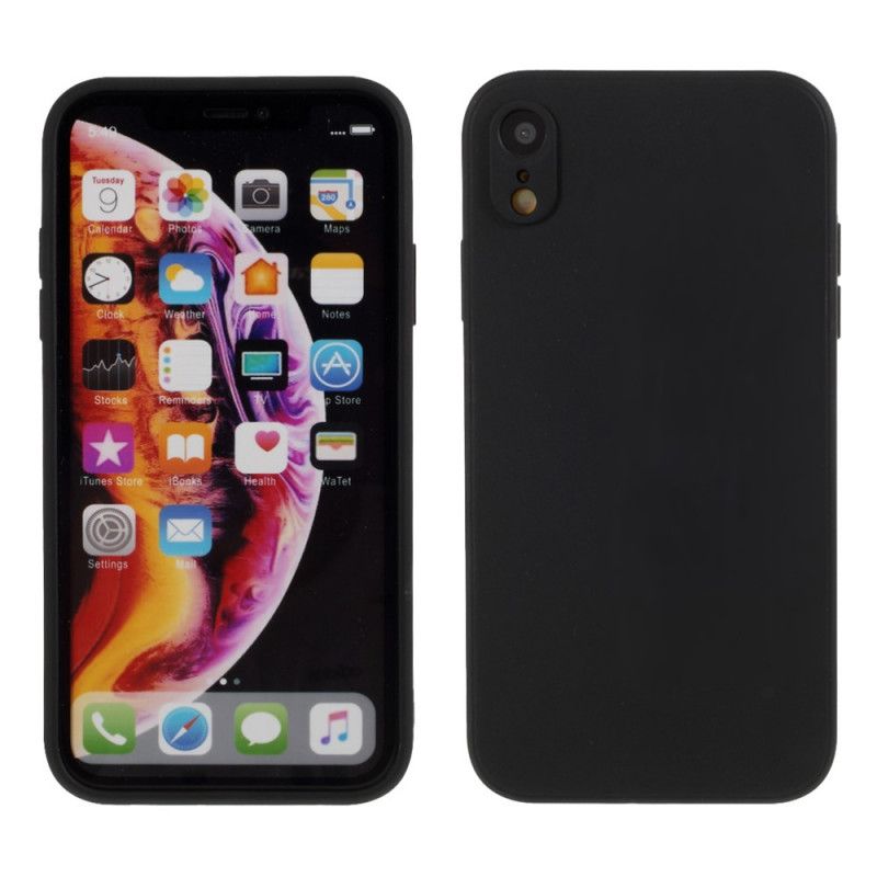 Kuori iPhone XR Punainen Musta Puhdasvärinen Matto Silikoni