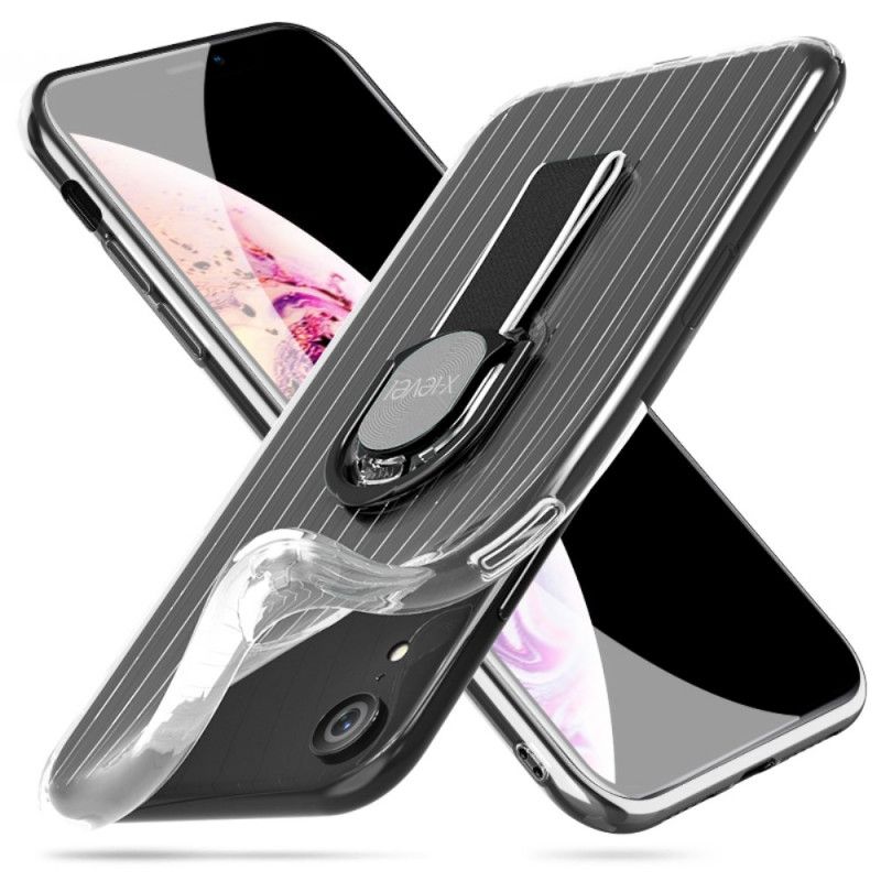 Kuori iPhone XR Valkoinen Musta Läpinäkyvä Rengastuki Suojakuori