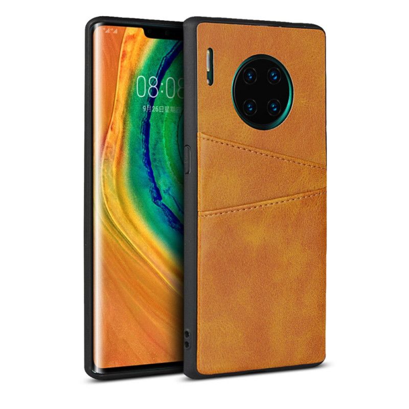 Case Kuoret Huawei Mate 30 Pro Punainen Musta Puhelinkuoret Nahkainen Kaksinkertainen Korttikotelo