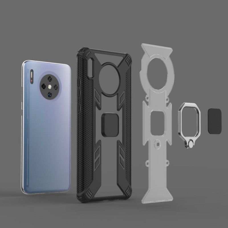 Case Kuoret Huawei Mate 30 Pro Punainen Musta Puhelinkuoret Soturi Renkaalla