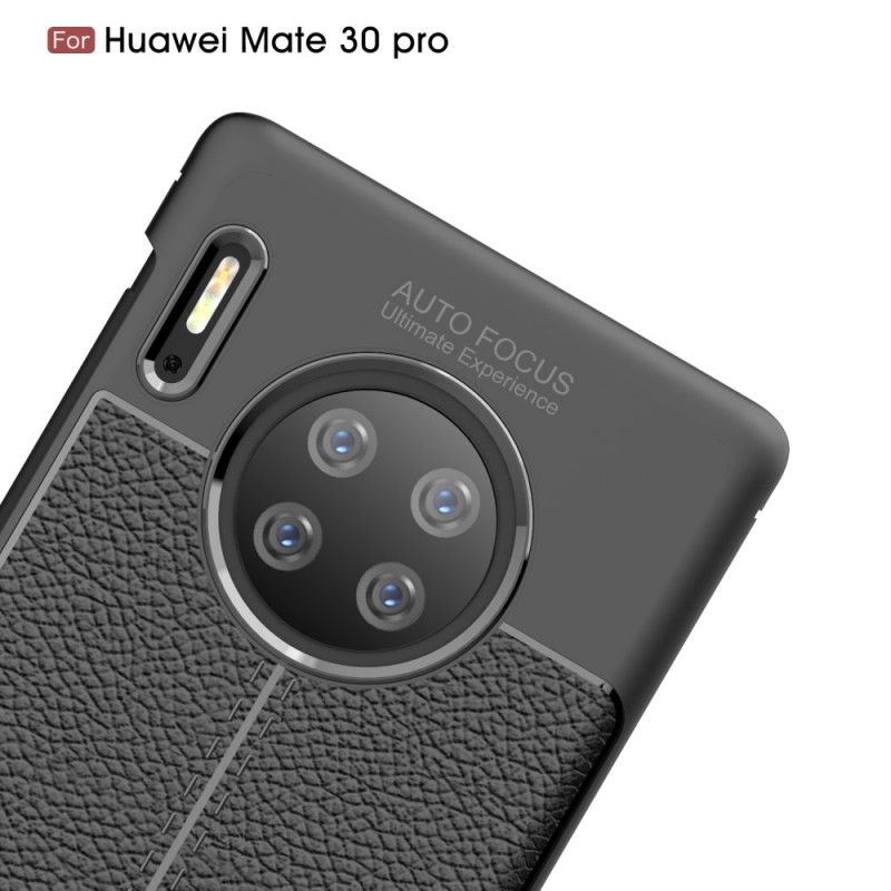 Kuori Huawei Mate 30 Pro Punainen Musta Kaksilinjainen Litsi Nahkaa