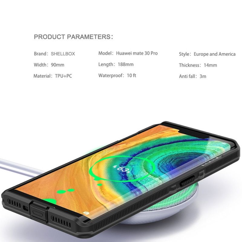 Kuori Huawei Mate 30 Pro Vaaleansininen Musta Vedenpitävä Kuorilaatikko Suojakuori