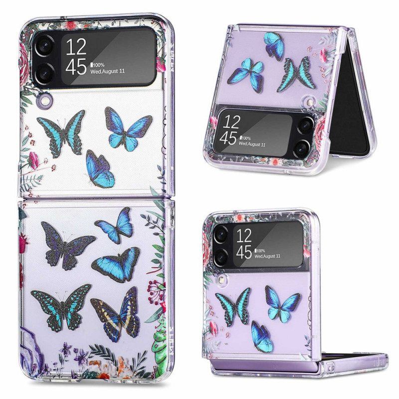 Case Samsung Galaxy Z Flip 4 Kotelot Flip Useita Perhosia