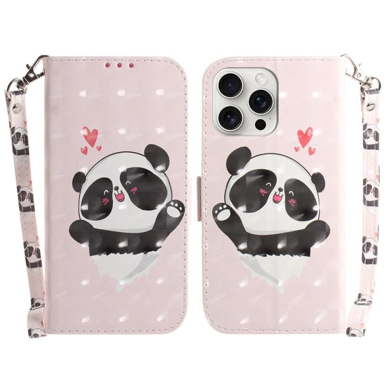 Kotelot iPhone 16 Pro Max Panda Love Hihnalla