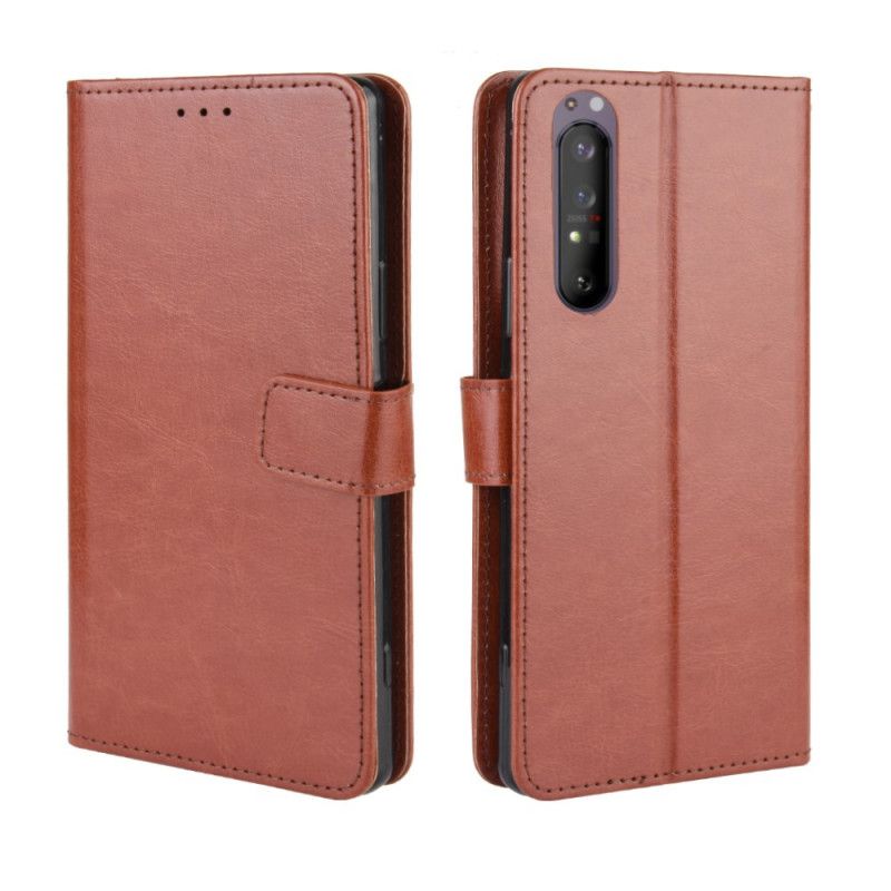 Flip Case Sony Xperia 1 II Musta Räikeä Tekonahka