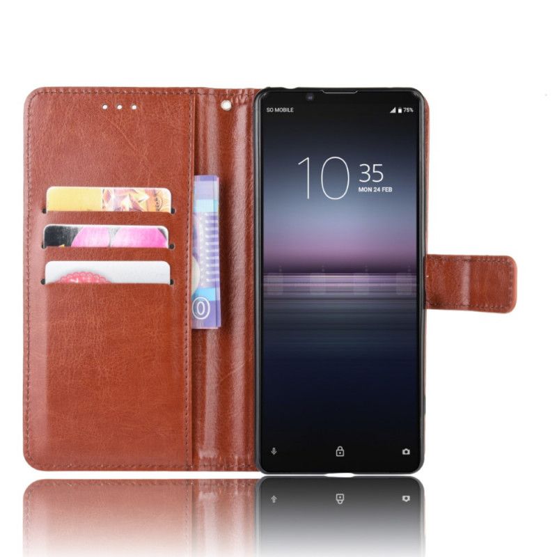 Flip Case Sony Xperia 1 II Musta Räikeä Tekonahka