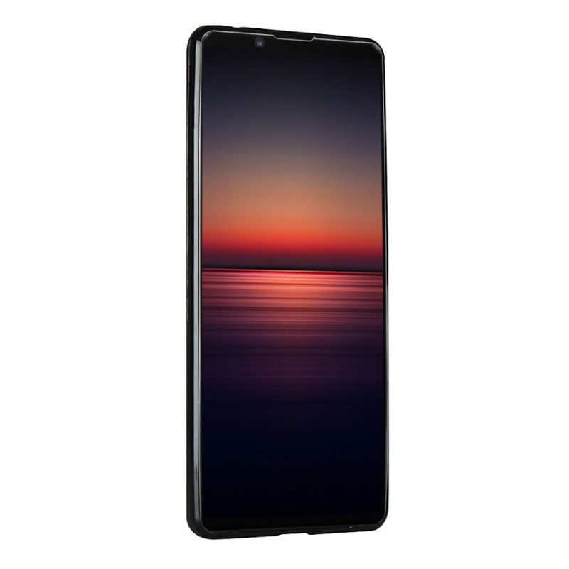 Kuori Sony Xperia 1 II Punainen Musta Aitoa Nahkaa Sisältävä Hihna Ja Kortin Pidike