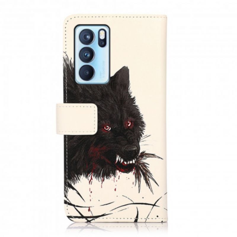 Flip Kotelot Oppo Reno 6 Pro 5g Hungry Wolf