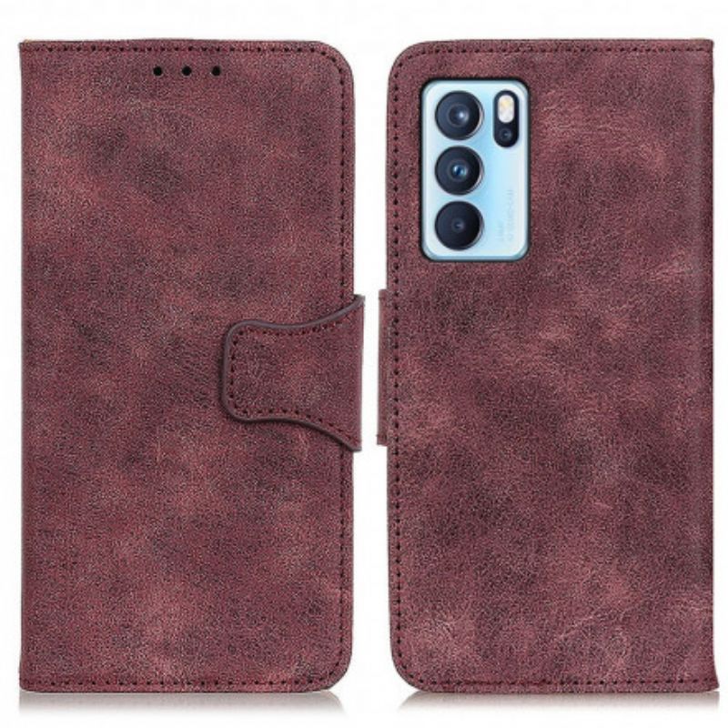 Flip Kotelot Oppo Reno 6 Pro 5g Vintage Haljasnahkaa