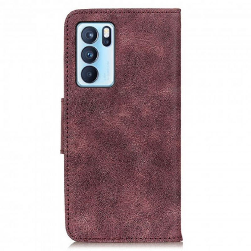 Flip Kotelot Oppo Reno 6 Pro 5g Vintage Haljasnahkaa