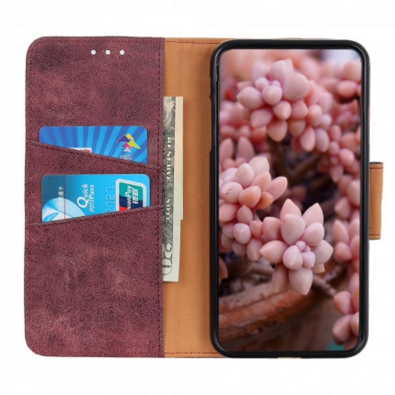 Flip Kotelot Oppo Reno 6 Pro 5g Vintage Haljasnahkaa