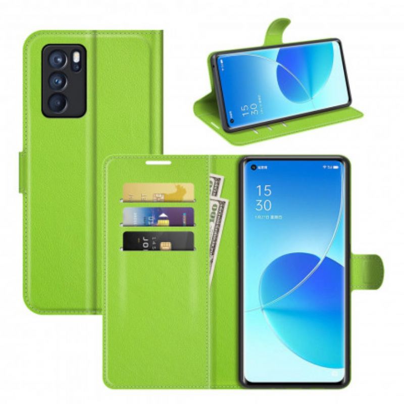 Kotelot Oppo Reno 6 Pro 5g Puhelinkuoret Classic Litchi Faux Leather