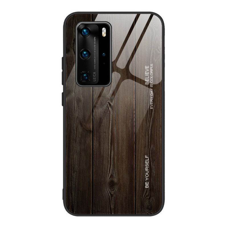 Case Kuoret Huawei P40 Pro Harmaa Musta Puhelinkuoret Karkaistu Puinen Designlasi