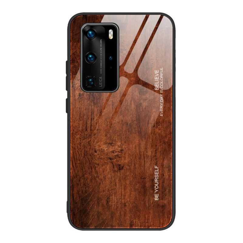 Case Kuoret Huawei P40 Pro Harmaa Musta Puhelinkuoret Karkaistu Puinen Designlasi