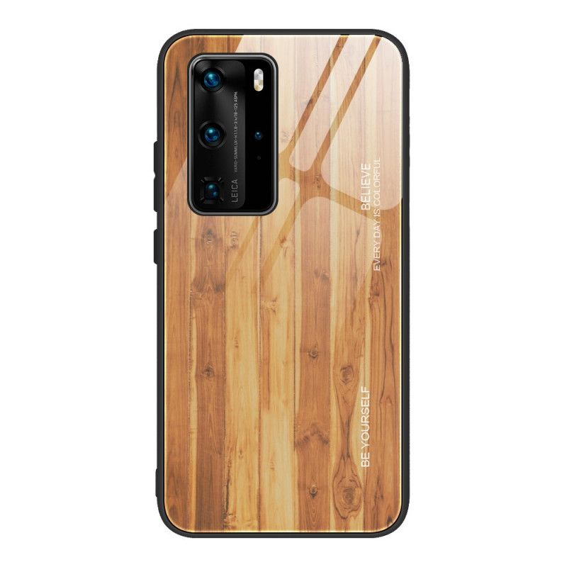 Case Kuoret Huawei P40 Pro Harmaa Musta Puhelinkuoret Karkaistu Puinen Designlasi