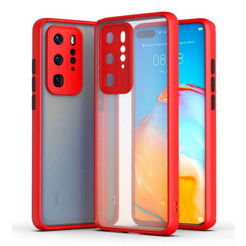 Case Kuoret Huawei P40 Pro Punainen Musta Puhelinkuoret Läpinäkyvä Värillinen Ääriviiva