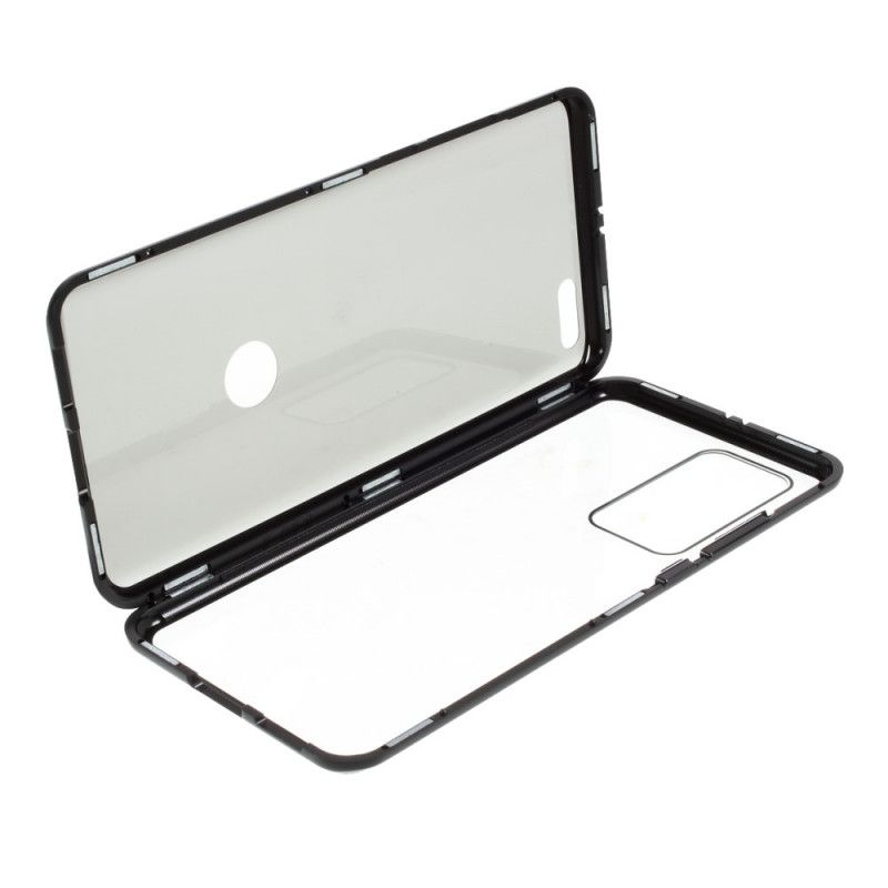 Case Kuoret Huawei P40 Pro Punainen Musta Puhelinkuoret Metallireunat Ja Kaksinkertainen Karkaistu Lasi