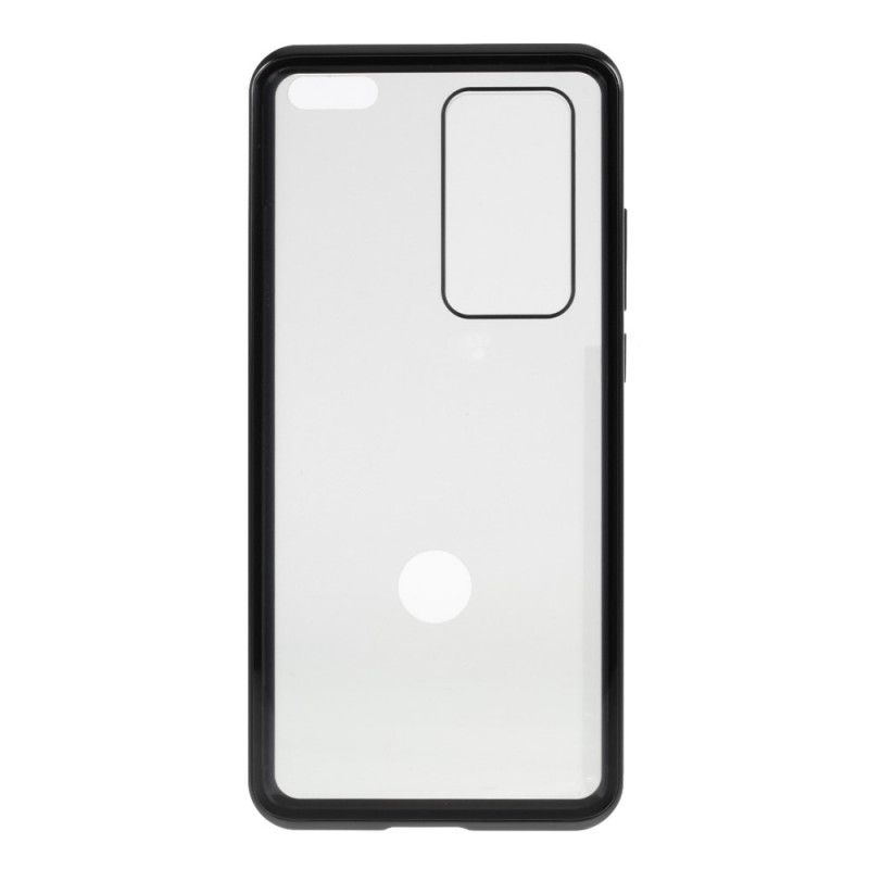 Case Kuoret Huawei P40 Pro Punainen Musta Puhelinkuoret Metallireunat Ja Kaksinkertainen Karkaistu Lasi