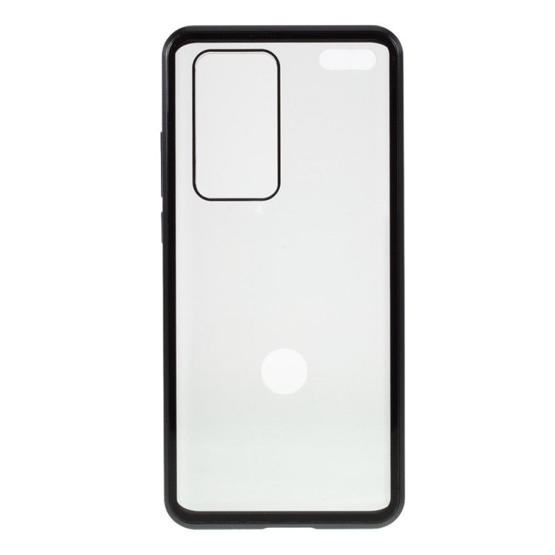 Case Kuoret Huawei P40 Pro Punainen Musta Puhelinkuoret Metallireunat Ja Kaksinkertainen Karkaistu Lasi